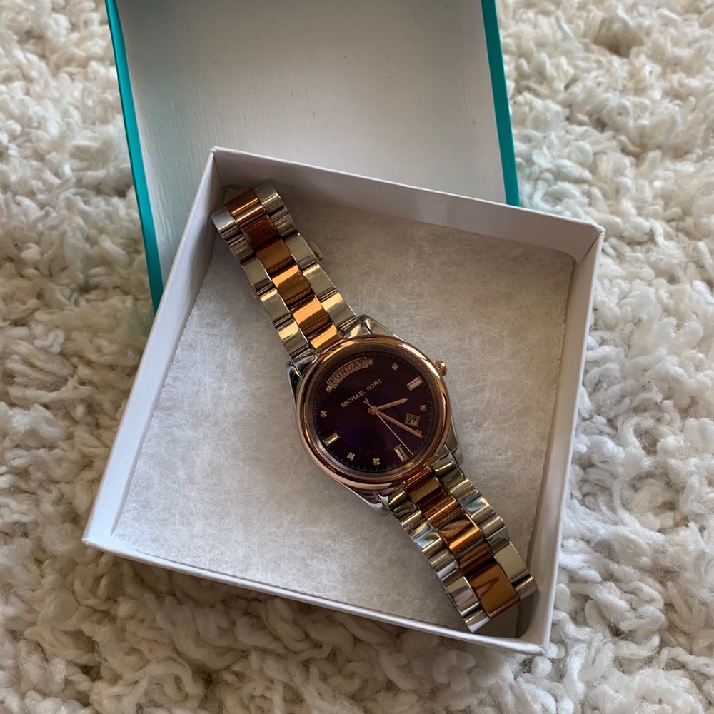 MK Rose Gold & Amethyst Watch